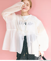 Dopamine Candy Color Pleated Sheer Long Sleeve Shirt