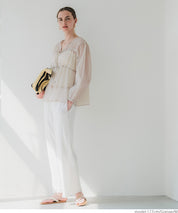 Dopamine Candy Color Pleated Sheer Long Sleeve Shirt