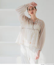 Dopamine Candy Color Pleated Sheer Long Sleeve Shirt