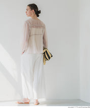 Dopamine Candy Color Pleated Sheer Long Sleeve Shirt