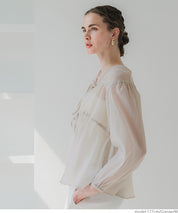 Dopamine Candy Color Pleated Sheer Long Sleeve Shirt