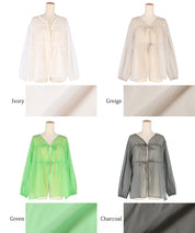 Dopamine Candy Color Pleated Sheer Long Sleeve Shirt