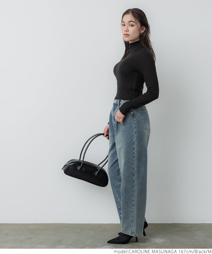 Turtleneck ribbed top