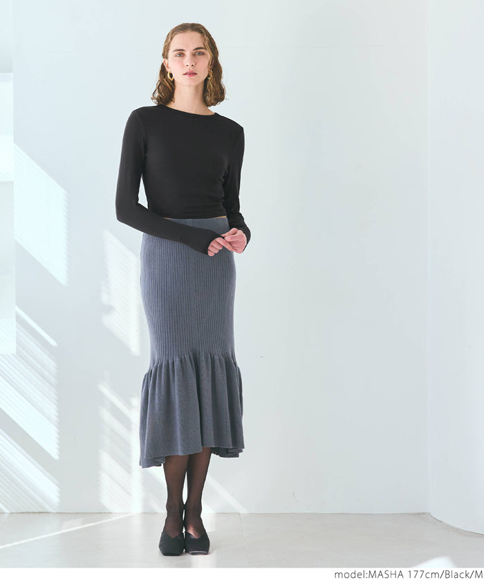 Minimalist Thin Ribbed Cropped Long Sleeve Top