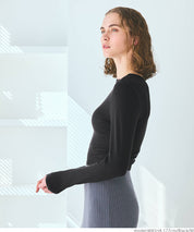 Minimalist Thin Ribbed Cropped Long Sleeve Top