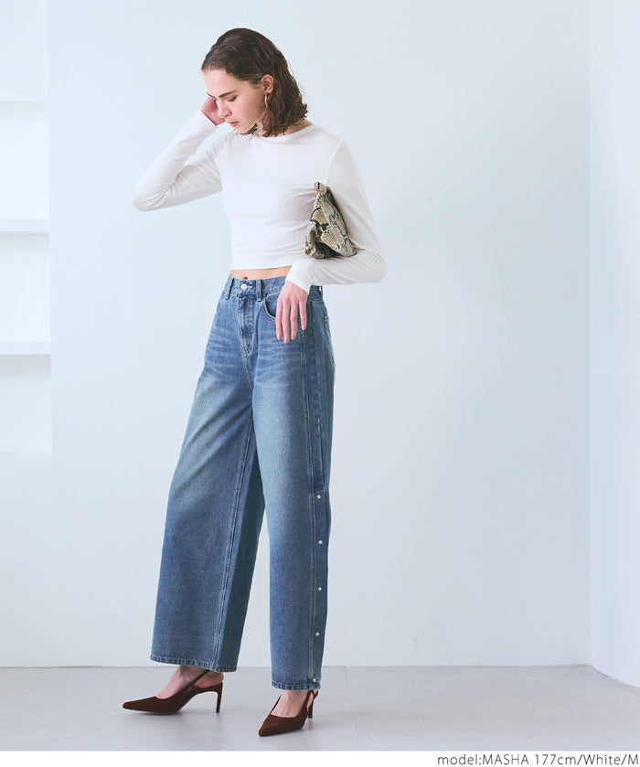 Minimalist Thin Ribbed Cropped Long Sleeve Top