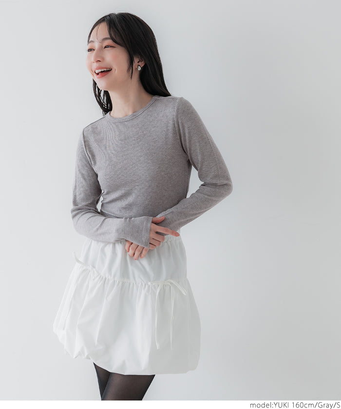 Minimalist Thin Ribbed Cropped Long Sleeve Top