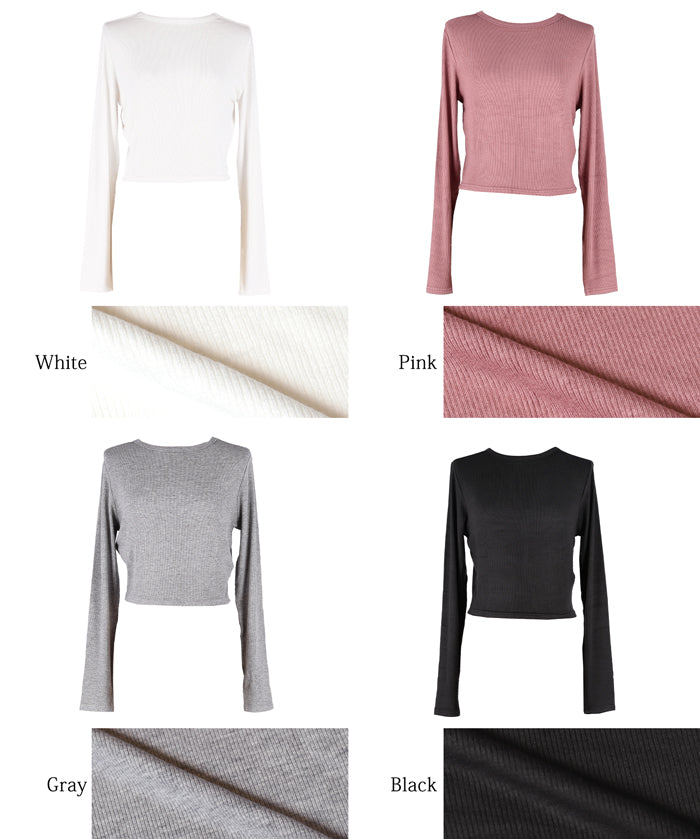 Minimalist Thin Ribbed Cropped Long Sleeve Top