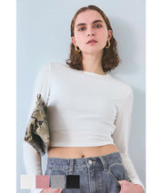 Minimalist Thin Ribbed Cropped Long Sleeve Top