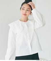 Japanese style lace large collar cotton shirt