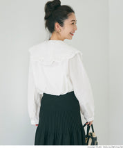 Japanese style lace large collar cotton shirt