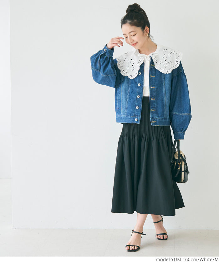 Japanese style lace large collar cotton shirt
