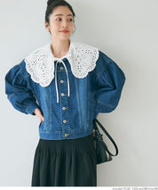 Japanese style lace large collar cotton shirt