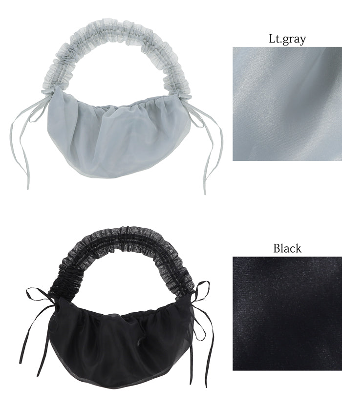 Tulle Crinkled Half Moon Crossbody Bag