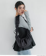 Tulle Crinkled Half Moon Crossbody Bag