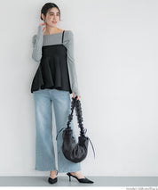 Tulle Crinkled Half Moon Crossbody Bag