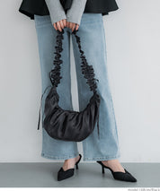 Tulle Crinkled Half Moon Crossbody Bag