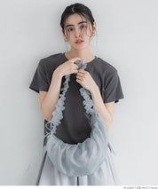 Tulle Crinkled Half Moon Crossbody Bag