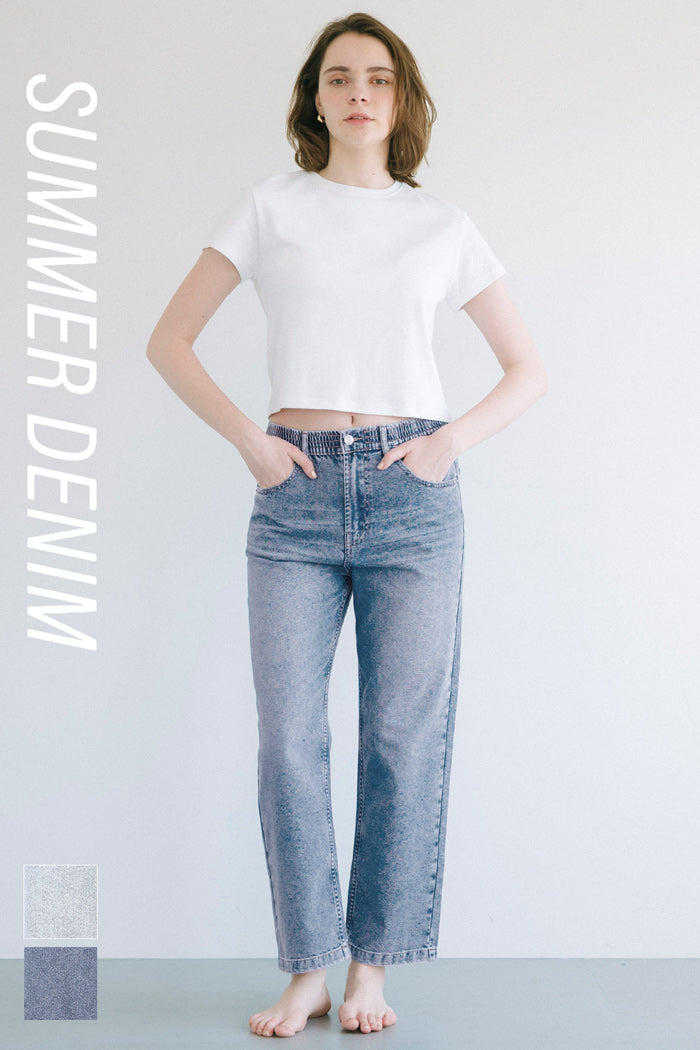 Ultra-lightweight summer basic straight jeans