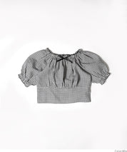 Children's Japanese plaid bow top
