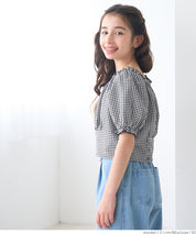 Children's Japanese plaid bow top
