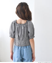 Children's Japanese plaid bow top