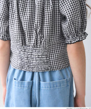 Children's Japanese plaid bow top