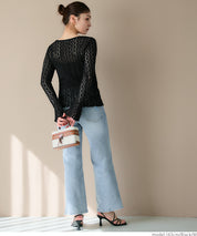Ruffled lace long-sleeved top