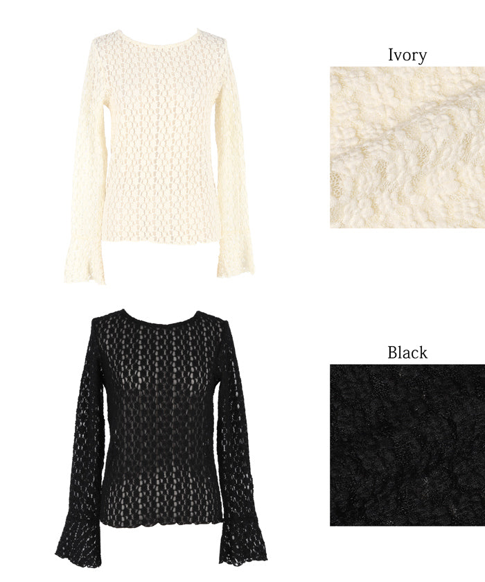 Ruffled lace long-sleeved top