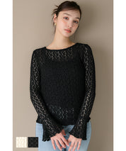 Ruffled lace long-sleeved top