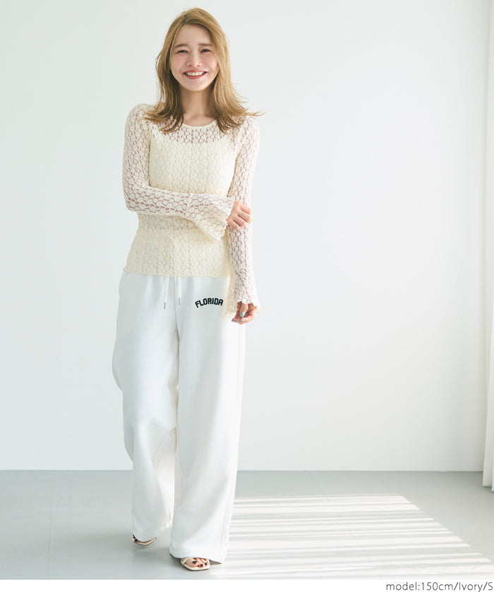 Ruffled lace long-sleeved top