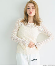 Ruffled lace long-sleeved top