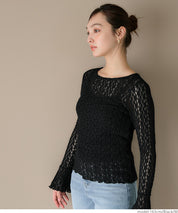 Ruffled lace long-sleeved top