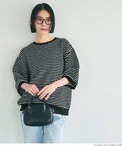 Striped crew neck casual half sleeve top