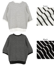 Striped crew neck casual half sleeve top