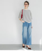 Striped crew neck casual half sleeve top