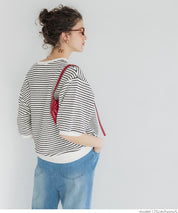 Striped crew neck casual half sleeve top