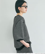 Striped crew neck casual half sleeve top
