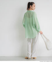 Simple cotton and linen striped drawstring casual pants