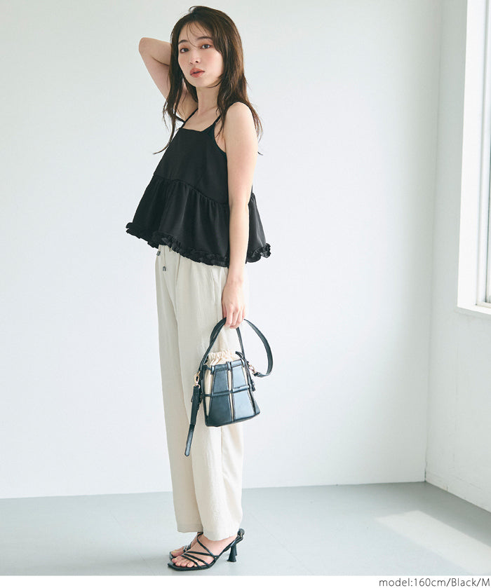 Japanese-style layered lotus lace babydoll vest