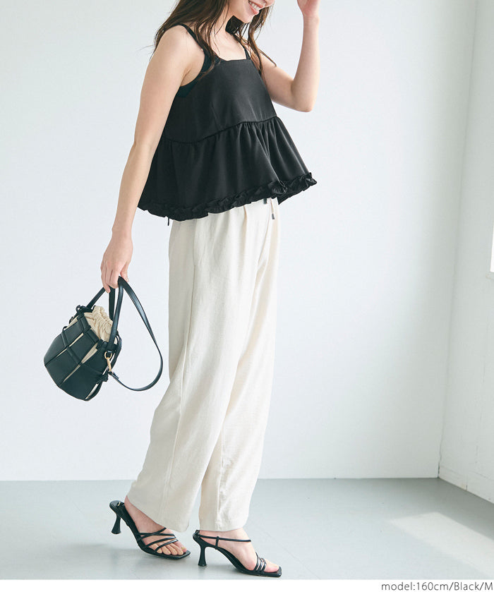 Japanese-style layered lotus lace babydoll vest