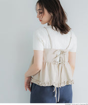 Japanese-style layered lotus lace babydoll vest