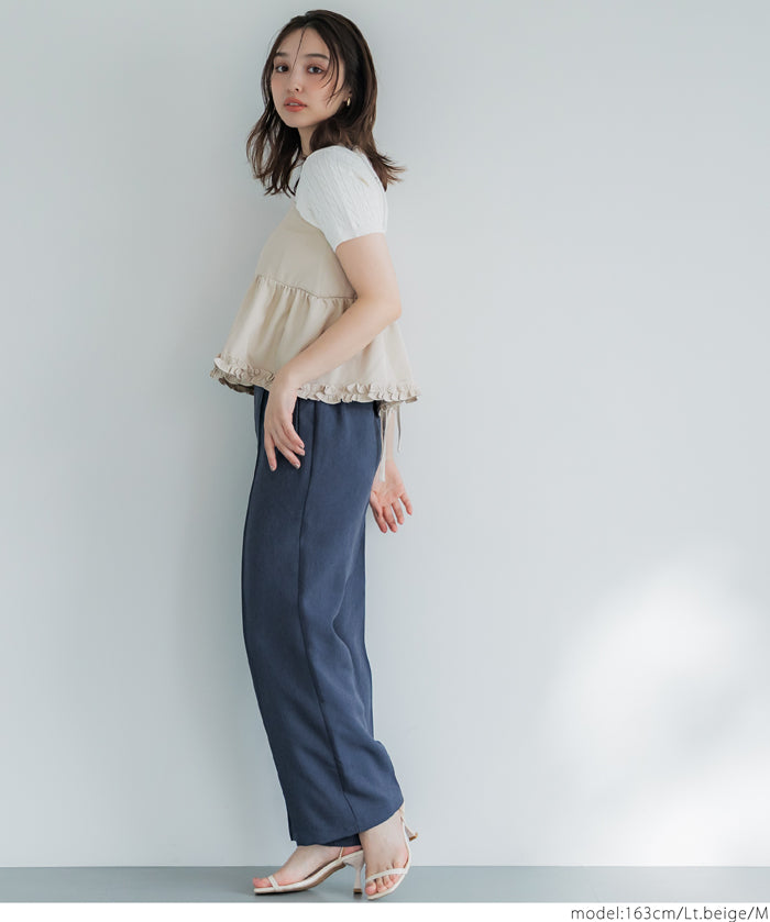 Japanese-style layered lotus lace babydoll vest