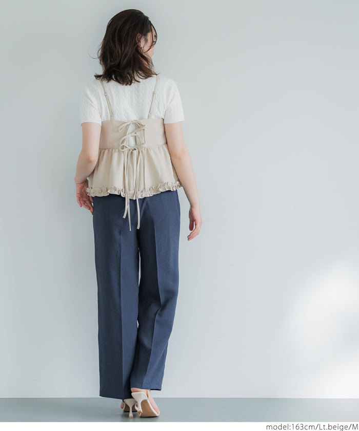 Japanese-style layered lotus lace babydoll vest