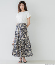 Black and white printed high waist A-line skirt