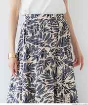 Black and white printed high waist A-line skirt