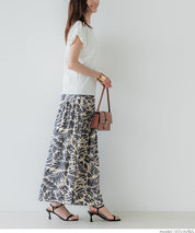 Black and white printed high waist A-line skirt