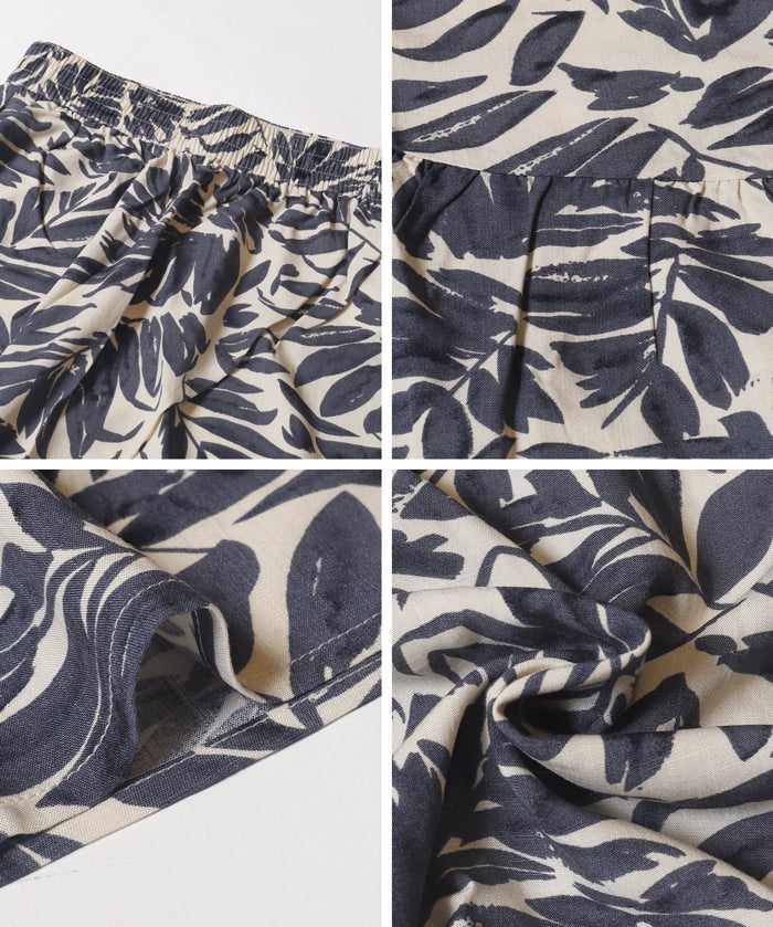 Black and white printed high waist A-line skirt