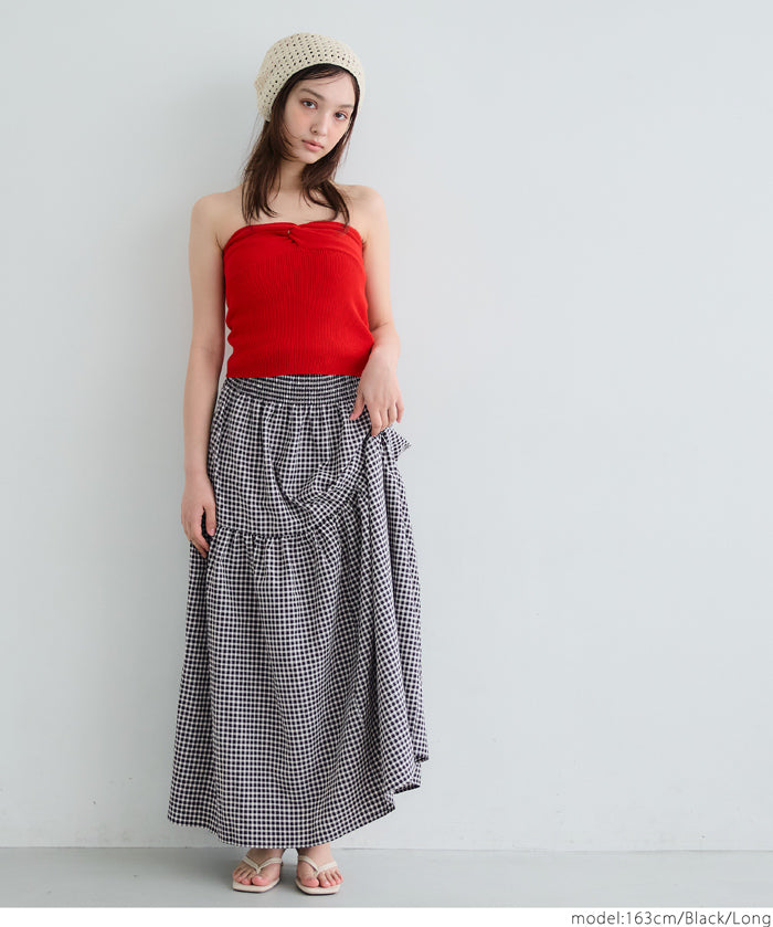 Japanese plaid double layer cake skirt
