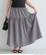 Japanese plaid double layer cake skirt